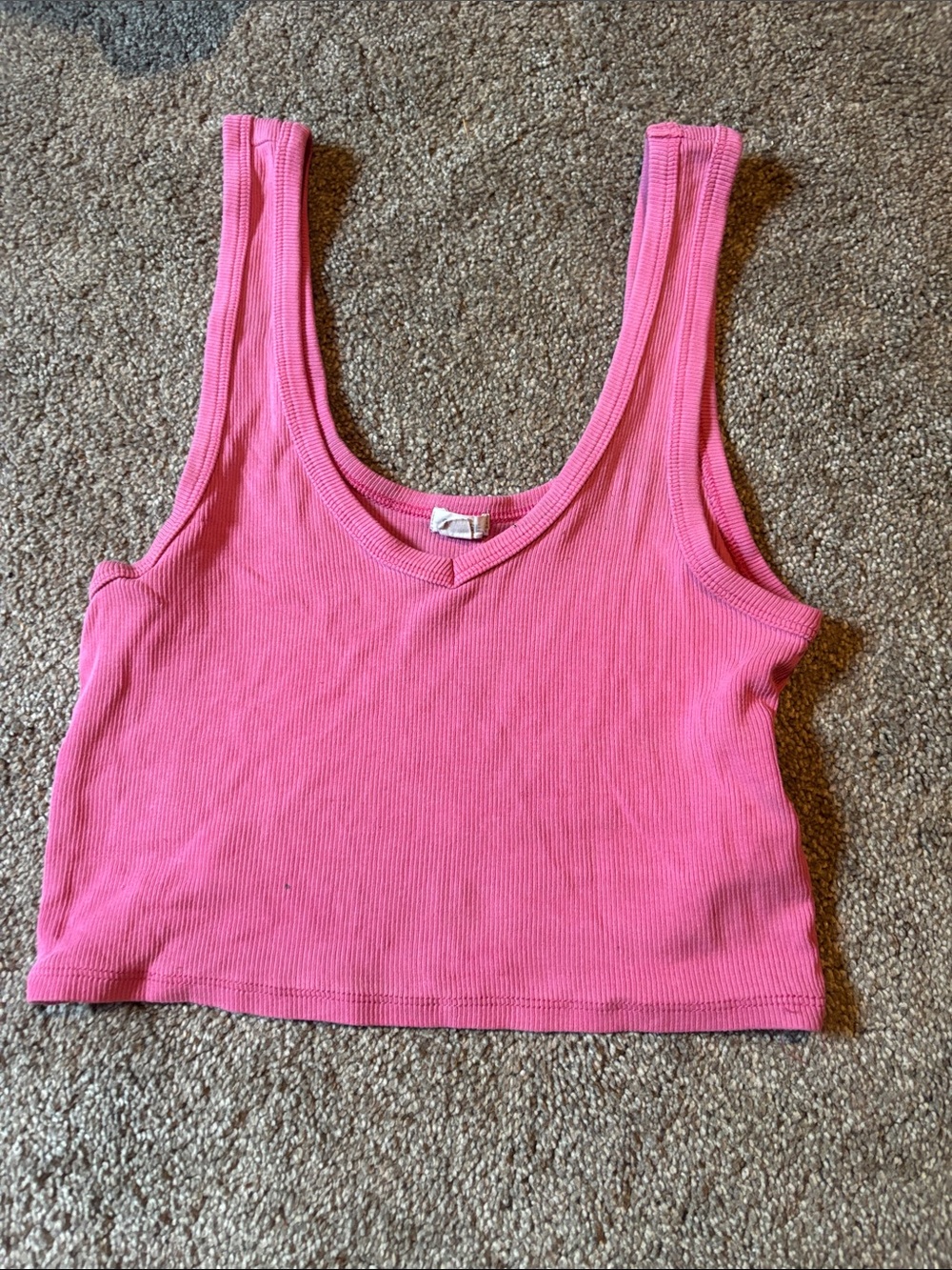 Garage Pink Ribbed Cropped Tank Top